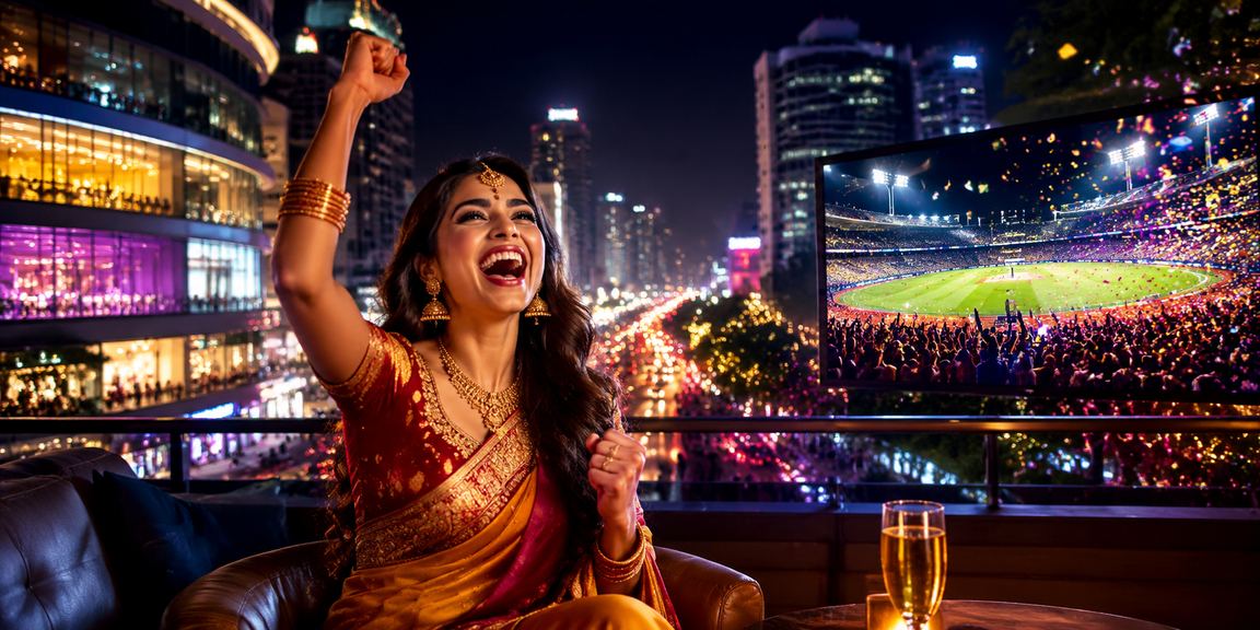 Cricket stadium during game with lively crowd